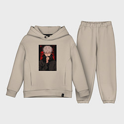 Детский костюм оверсайз Магическая битва Тогэ Инумаки, цвет: миндальный