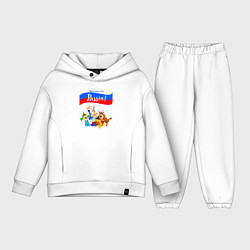 Детский костюм оверсайз Welcome to Russia inscription color, цвет: белый