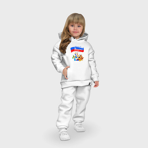 Детский костюм оверсайз Welcome to Russia inscription color / Белый – фото 3