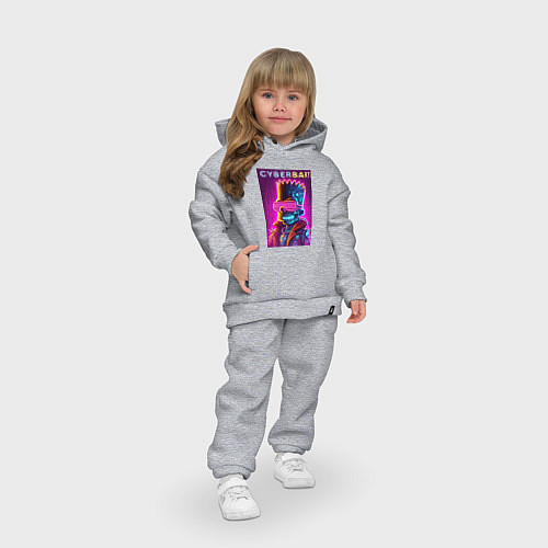Детский костюм оверсайз Cyber Bart - neon glow ai art fantasy / Меланж – фото 3