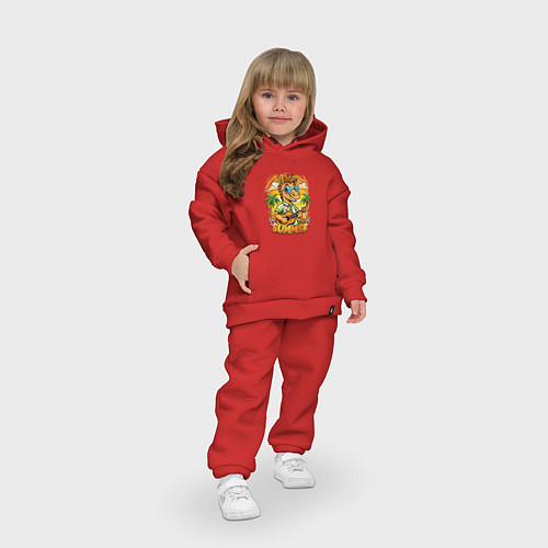 Детский костюм оверсайз Конь играет на гитаре жарким летом / Красный – фото 3