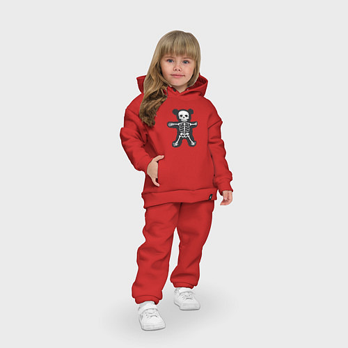 Детский костюм оверсайз Skeletor bear / Красный – фото 3