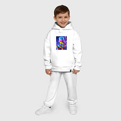Детский костюм оверсайз Bart Simpson esports player - neon glow, цвет: белый — фото 2