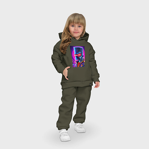 Детский костюм оверсайз Cool Bart Simpson - neon glow / Хаки – фото 3