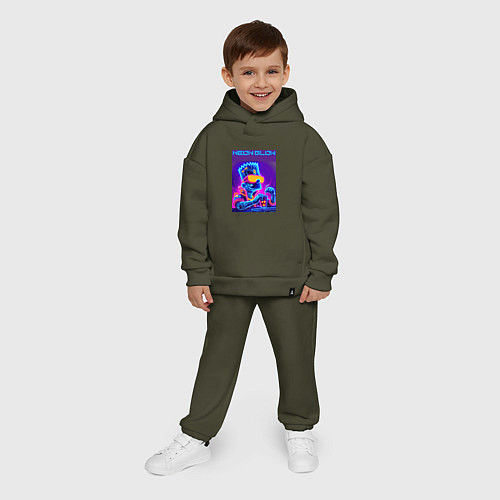 Детский костюм оверсайз Bart Simpson - neon fantasy ai art / Хаки – фото 4