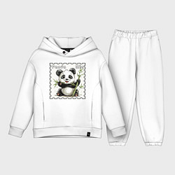 Детский костюм оверсайз Панда Миа акварель, цвет: белый