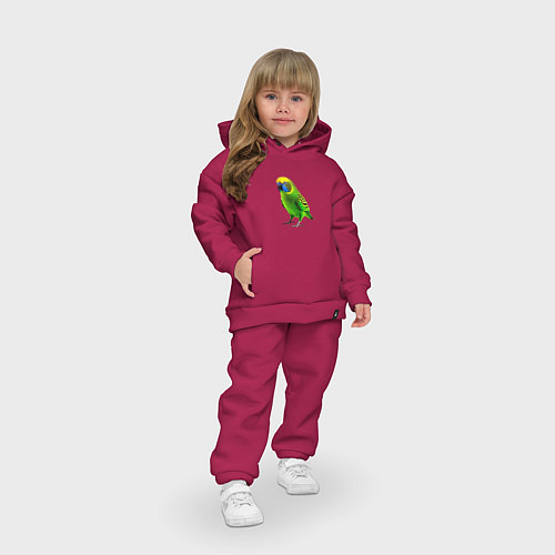 Детский костюм оверсайз Зеленый попугай / Маджента – фото 3
