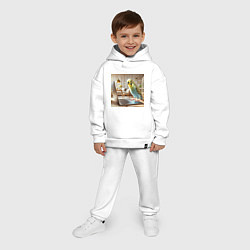 Детский костюм оверсайз Волнистый попугай с ноутбуком, цвет: белый — фото 2