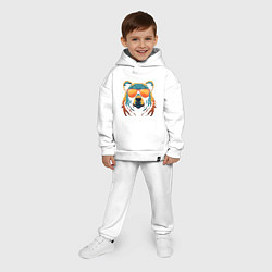 Детский костюм оверсайз Медведь в оранжевых очках, цвет: белый — фото 2