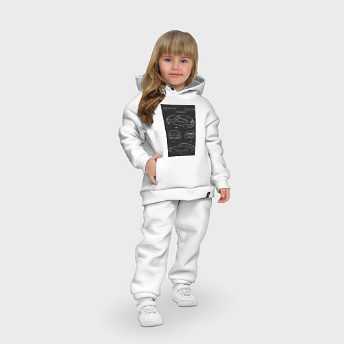 Детский костюм оверсайз Porsche 911 автомобиль чертеж / Белый – фото 3