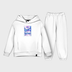 Детский костюм оверсайз Тандзиро Незуко и Зеницу Клинок рассекающий демоно, цвет: белый