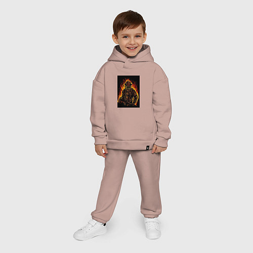 Детский костюм оверсайз Пожарный огнеборец / Пыльно-розовый – фото 4