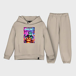 Детский костюм оверсайз Skeleton and pumpkin - neon glow, цвет: миндальный