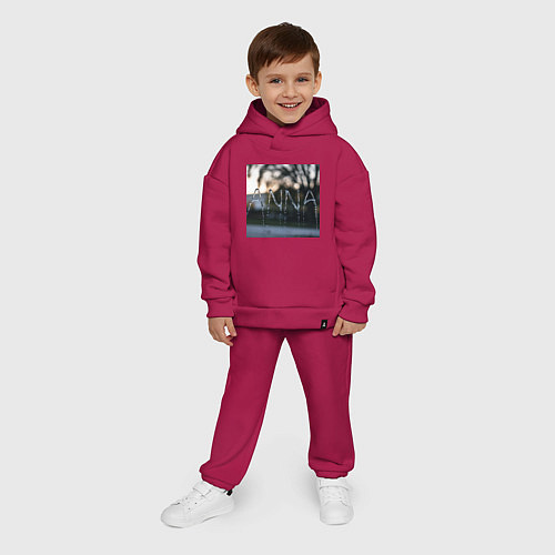 Детский костюм оверсайз Имя Анна из капель дождя / Маджента – фото 4