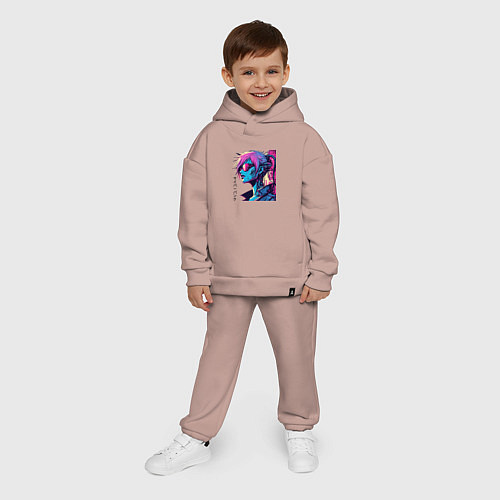 Детский костюм оверсайз Cyber girl - pop art fantasy / Пыльно-розовый – фото 4