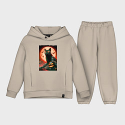 Детский костюм оверсайз Стимпанк кот в очках - нейроарт