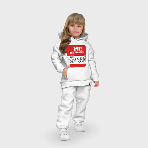 Детский костюм оверсайз Eminem - slim shady sticker / Белый – фото 3