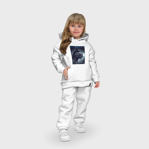 Детский костюм оверсайз Cyber black cat - ai art fantasy / Белый – фото 3