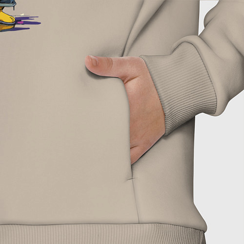 Детский костюм оверсайз Cool Pikachu - watercolor sketch / Миндальный – фото 3