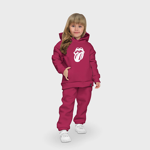 Детский костюм оверсайз Rolling Stones - white logo / Маджента – фото 3