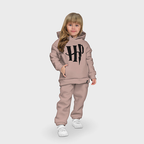 Детский костюм оверсайз Гарри Поттер - логотип / Пыльно-розовый – фото 3