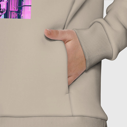 Детский костюм оверсайз Киберпанк девчонка Барби - нейроарт фантазия / Миндальный – фото 3