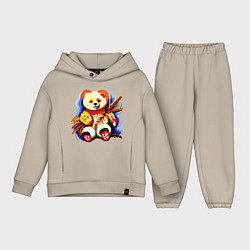 Детский костюм оверсайз Медвежонок китайский краски, цвет: миндальный