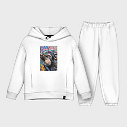 Детский костюм оверсайз Graffiti monkey, цвет: белый