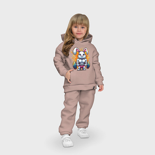 Детский костюм оверсайз Gym bunny barbell / Пыльно-розовый – фото 3