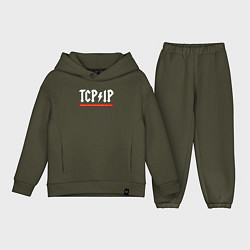 Детский костюм оверсайз TCP IP connecting people since 1972, цвет: хаки
