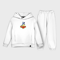 Детский костюм оверсайз Синица и рождественский цветок, цвет: белый