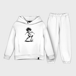 Детский костюм оверсайз Футбольная атака аниме, цвет: белый