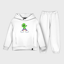 Детский костюм оверсайз Пришелец на радуге, цвет: белый