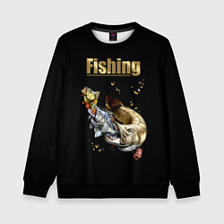 Свитшот детский Gold Fishing, цвет: 3D-черный