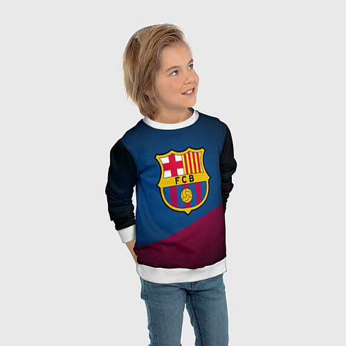 Детский свитшот FCB Barcelona / 3D-Белый – фото 3