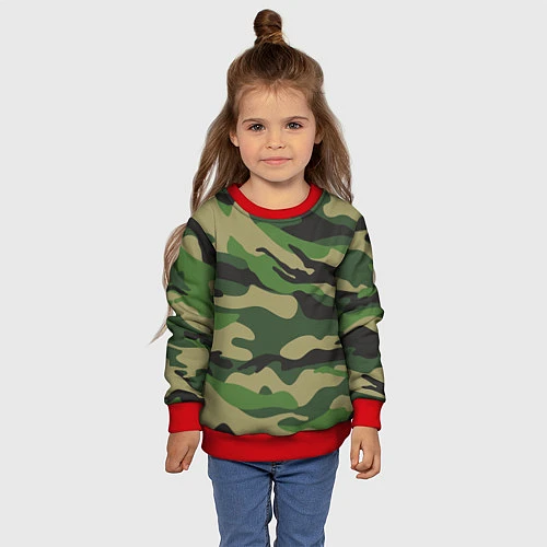 Детский свитшот Камуфляж: хаки/зеленый / 3D-Красный – фото 4