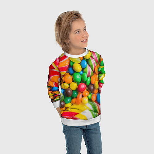 Детский свитшот Сладкие конфетки / 3D-Белый – фото 3
