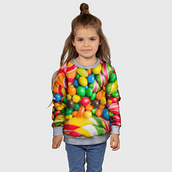 Свитшот детский Сладкие конфетки, цвет: 3D-меланж — фото 2