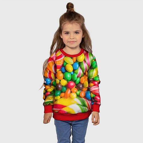 Детский свитшот Сладкие конфетки / 3D-Красный – фото 4