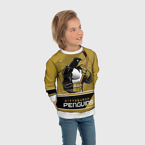 Детский свитшот Pittsburgh Penguins / 3D-Белый – фото 3