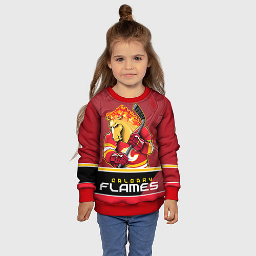 Детский свитшот Calgary Flames / 3D-Красный – фото 4