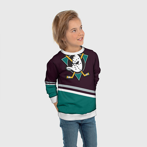 Детский свитшот Anaheim Ducks / 3D-Белый – фото 3