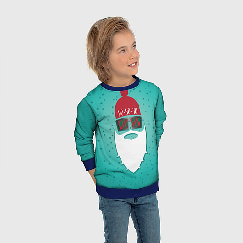 Детский свитшот Санта хипстер / 3D-Синий – фото 3