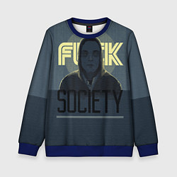 Свитшот детский Fuck Society, цвет: 3D-синий