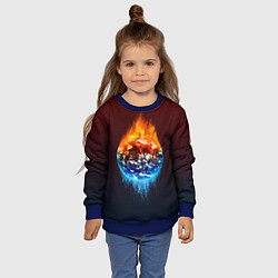 Свитшот детский Огонь против воды, цвет: 3D-синий — фото 2