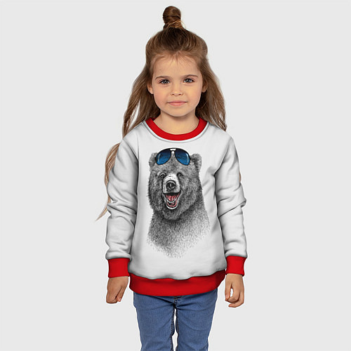 Детский свитшот Счастливый медведь / 3D-Красный – фото 4