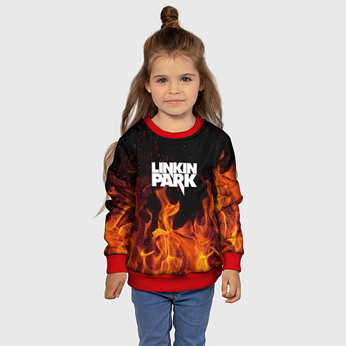 Детский свитшот Linkin Park: Hell Flame / 3D-Красный – фото 4