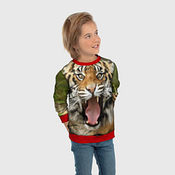 Свитшот детский Удивленный тигр, цвет: 3D-красный — фото 2
