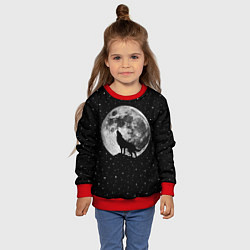 Свитшот детский Лунный волк, цвет: 3D-красный — фото 2