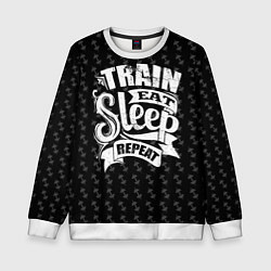 Свитшот детский Train Eat Sleep Repeat, цвет: 3D-белый